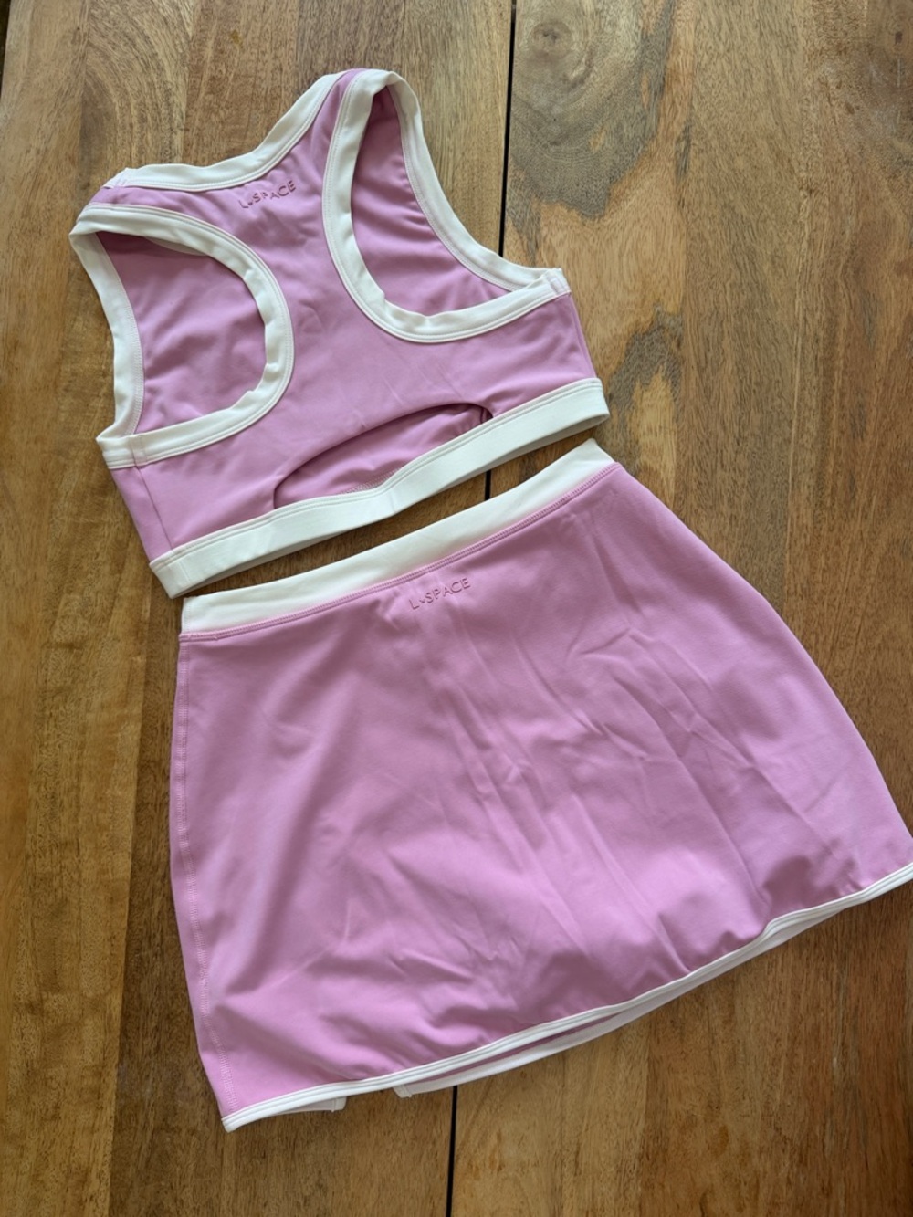 L SPACE for Anthropologie Lilac Crop Tank & Skort Set with White Trim - Picture 3 of 4